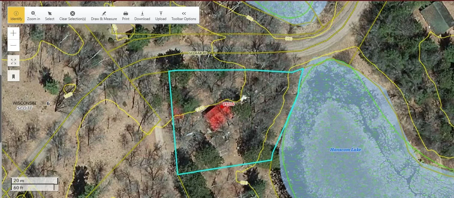 County GIS Map (0.5 acre parcel with cabin)