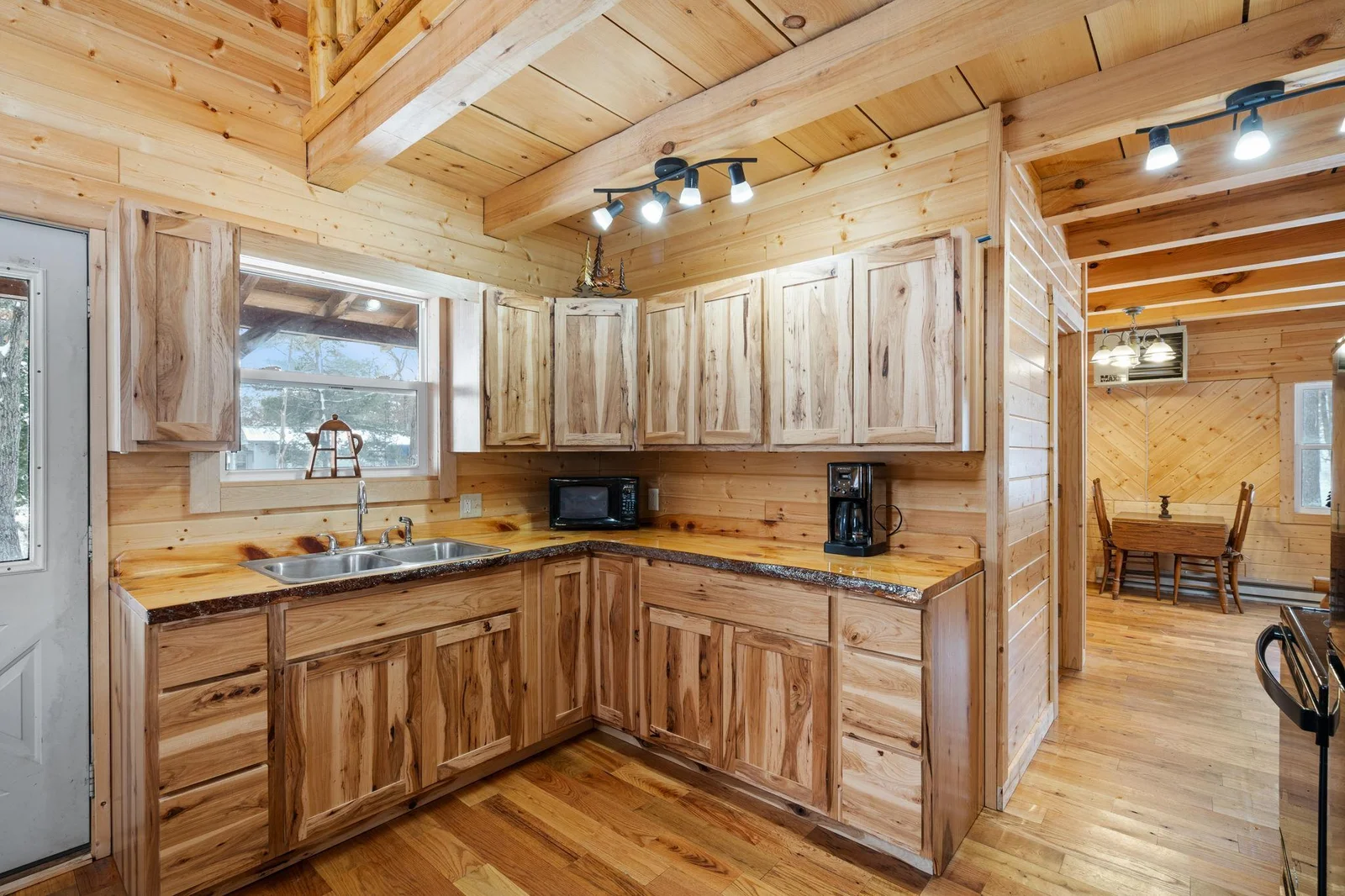 Beautiful Amish hickory cabinets.