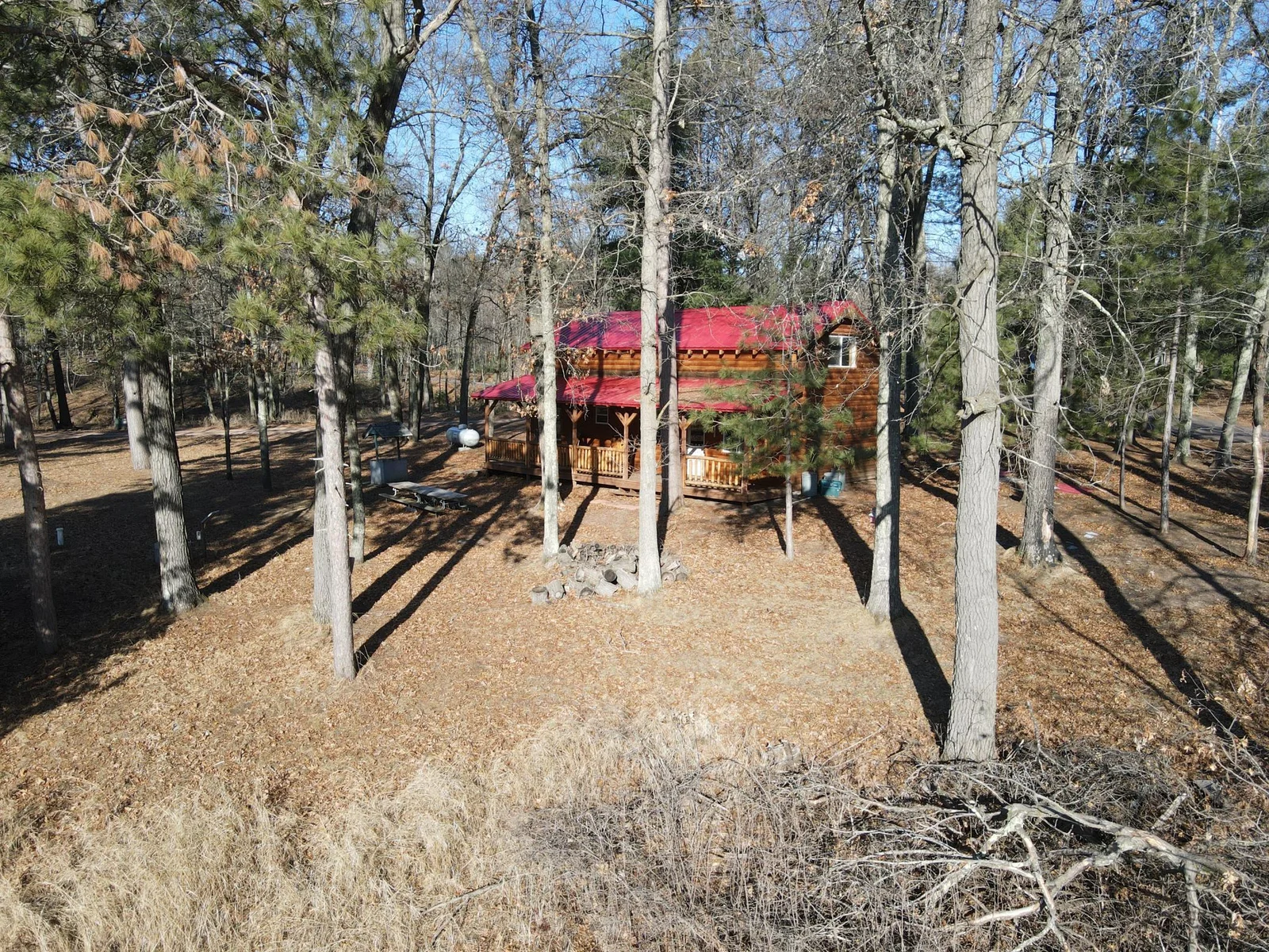 Lake cabin set in the big pines