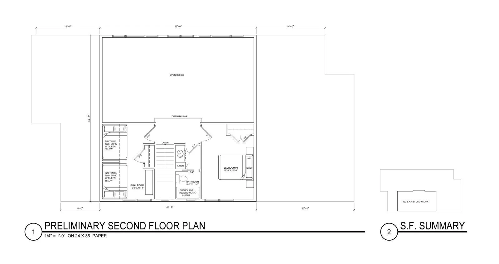 Upper level floor plan for potential future build