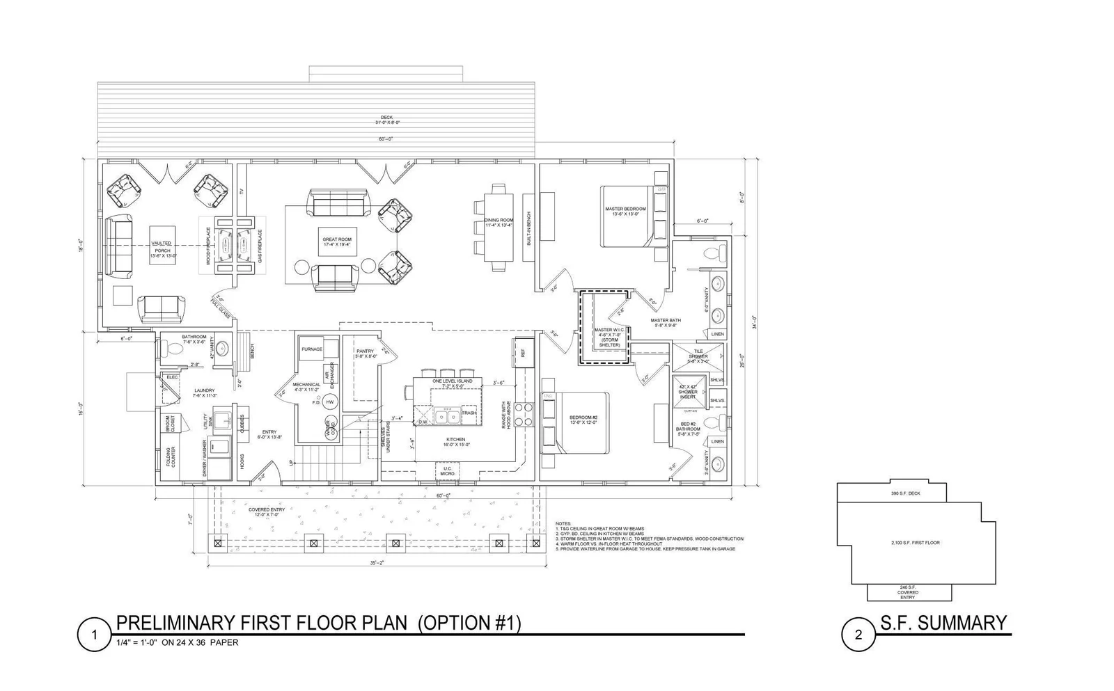 Main level floor plan option 1 for potential future build