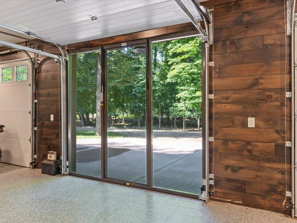 Garage screen door.