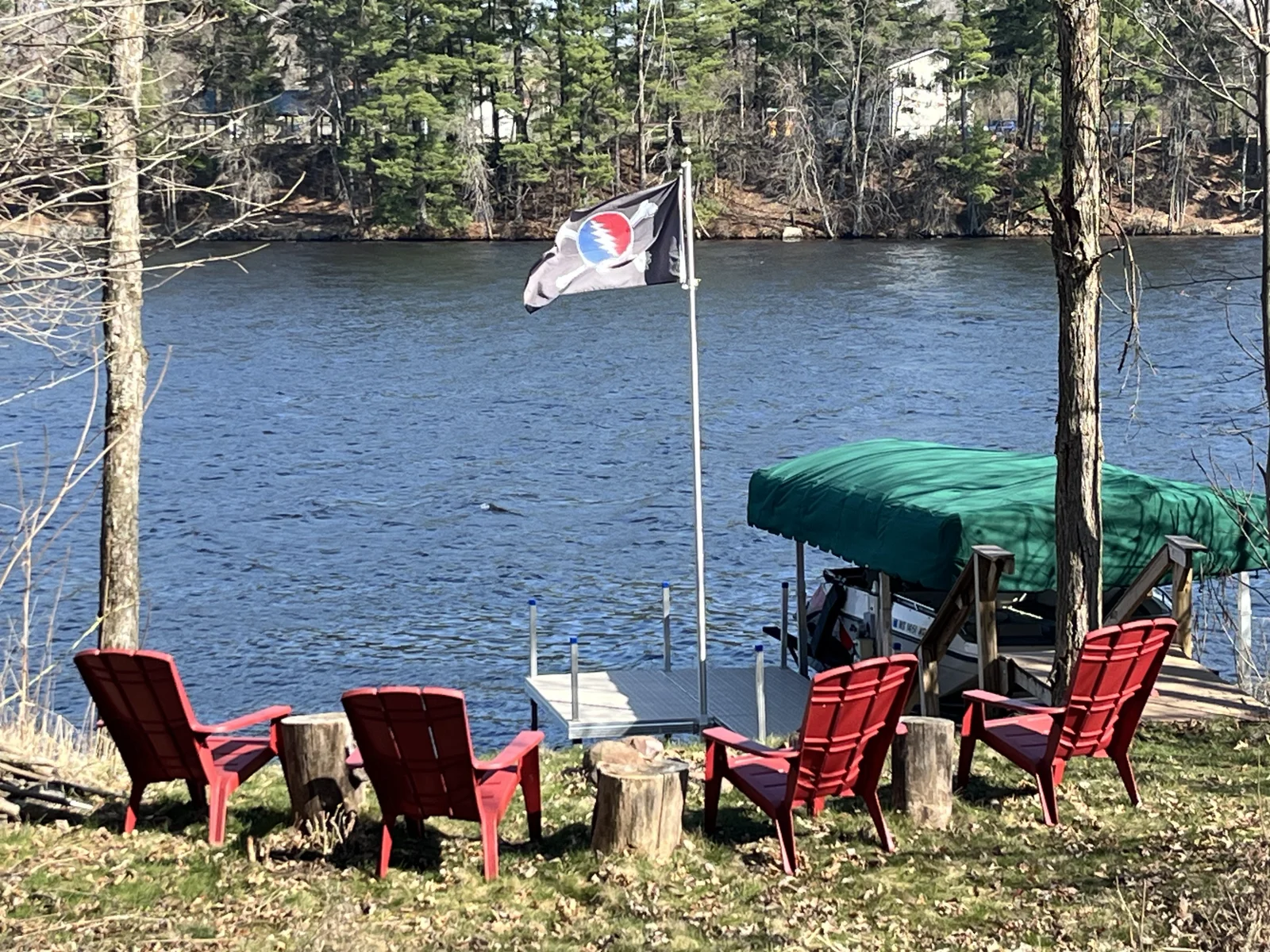 The property has a dock and boat lift.