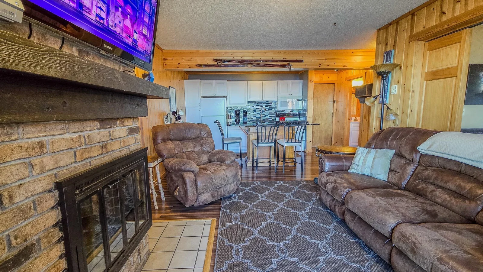 Living Room has a wood burning fireplace