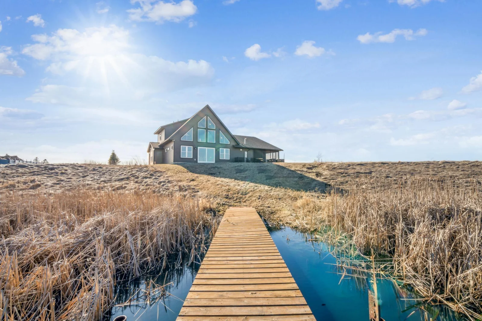 Lakefront of house from end of dock