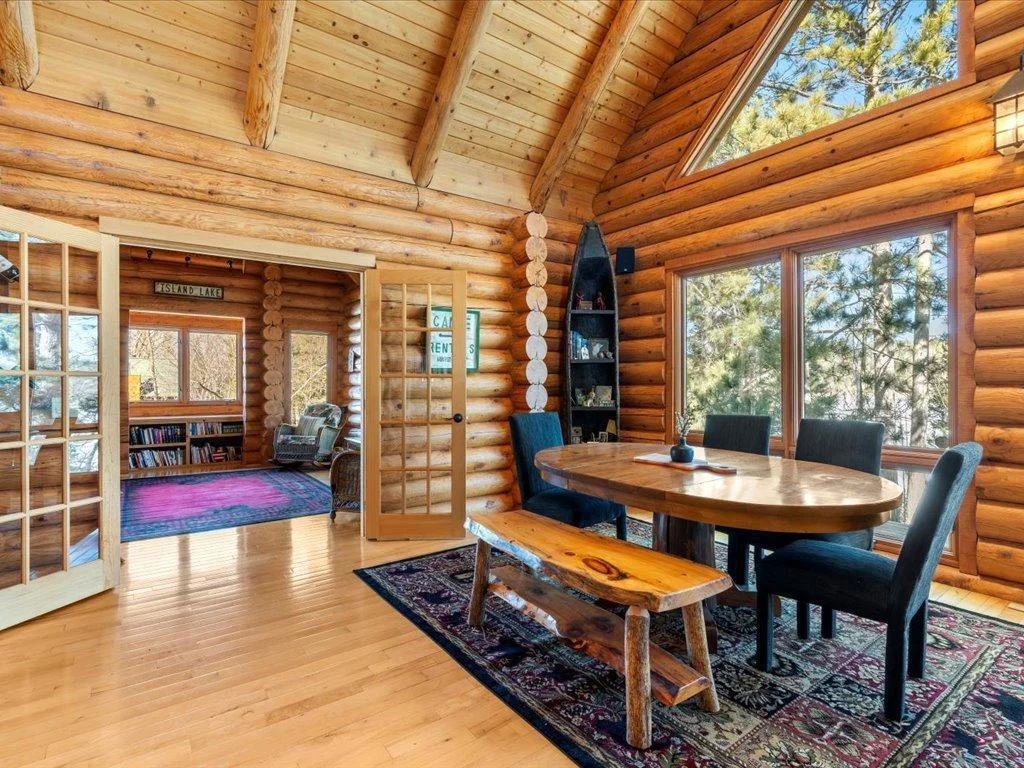 Dining room view and you are able to enter finished porch area through french doors.