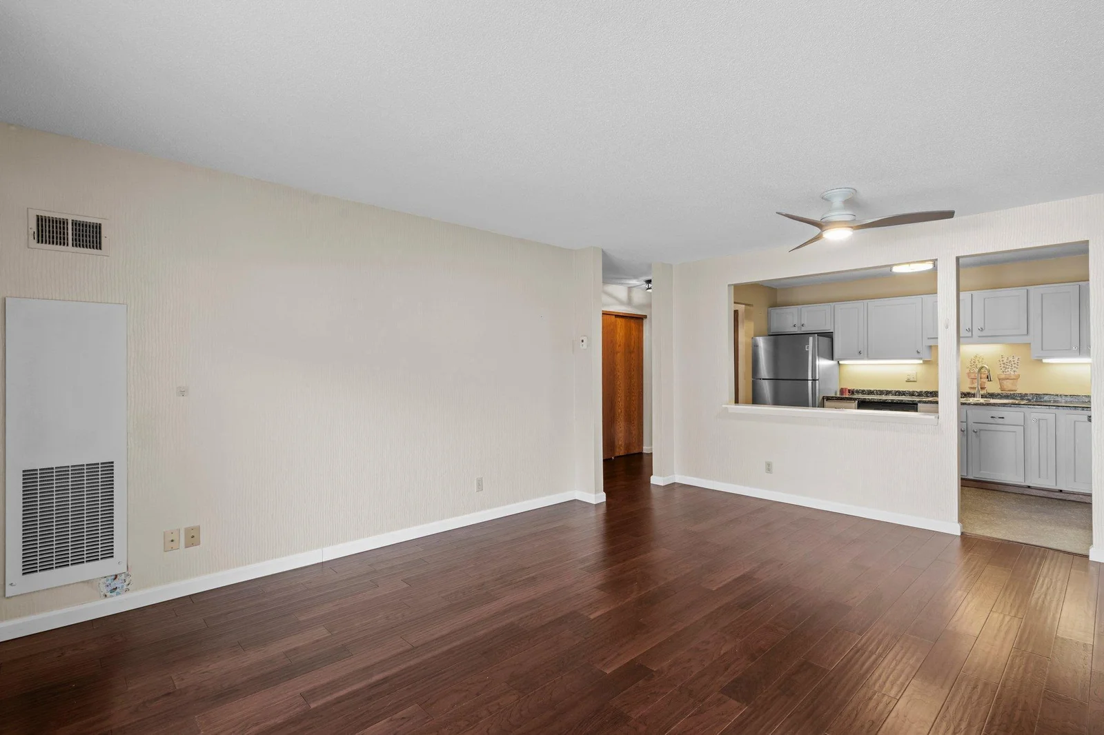 Living room and dining space