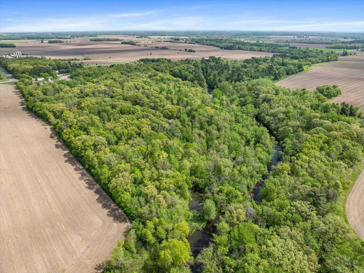 View North facing with the river running through the land. Land is owned on both sides of the river.