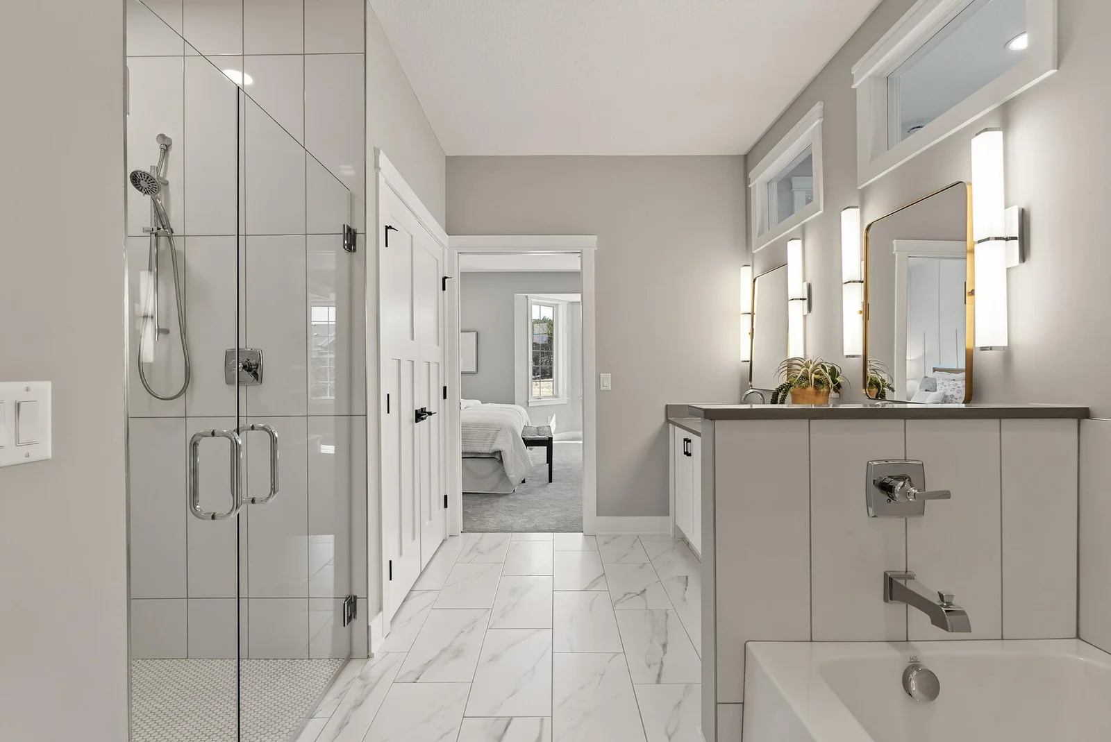 Master Bathroom with private water closet, soaking tub and separate shower