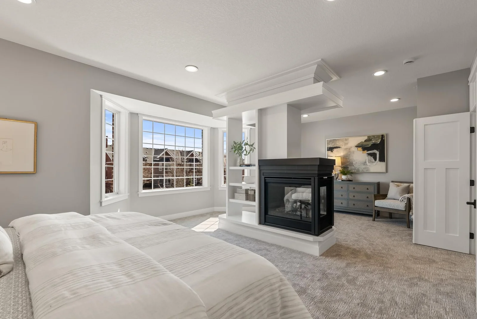 Master Bedroom with Gas Fireplace and Seating Area