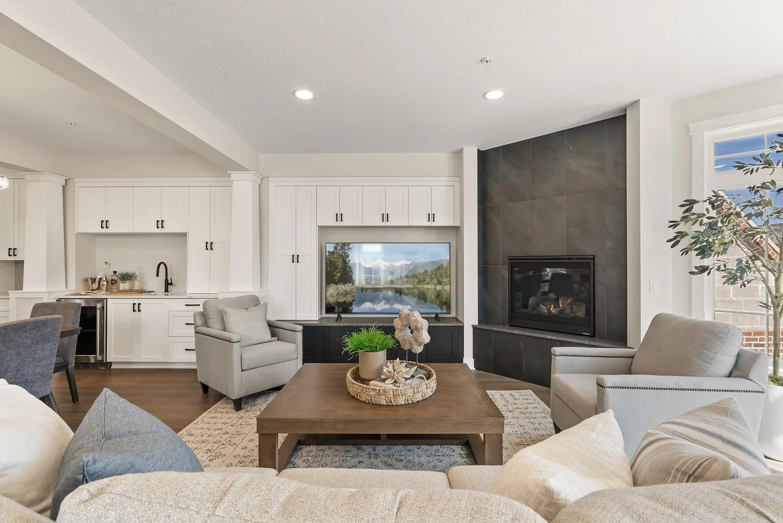 Living Room 2 with Gas Fireplace and large Entertainment Center