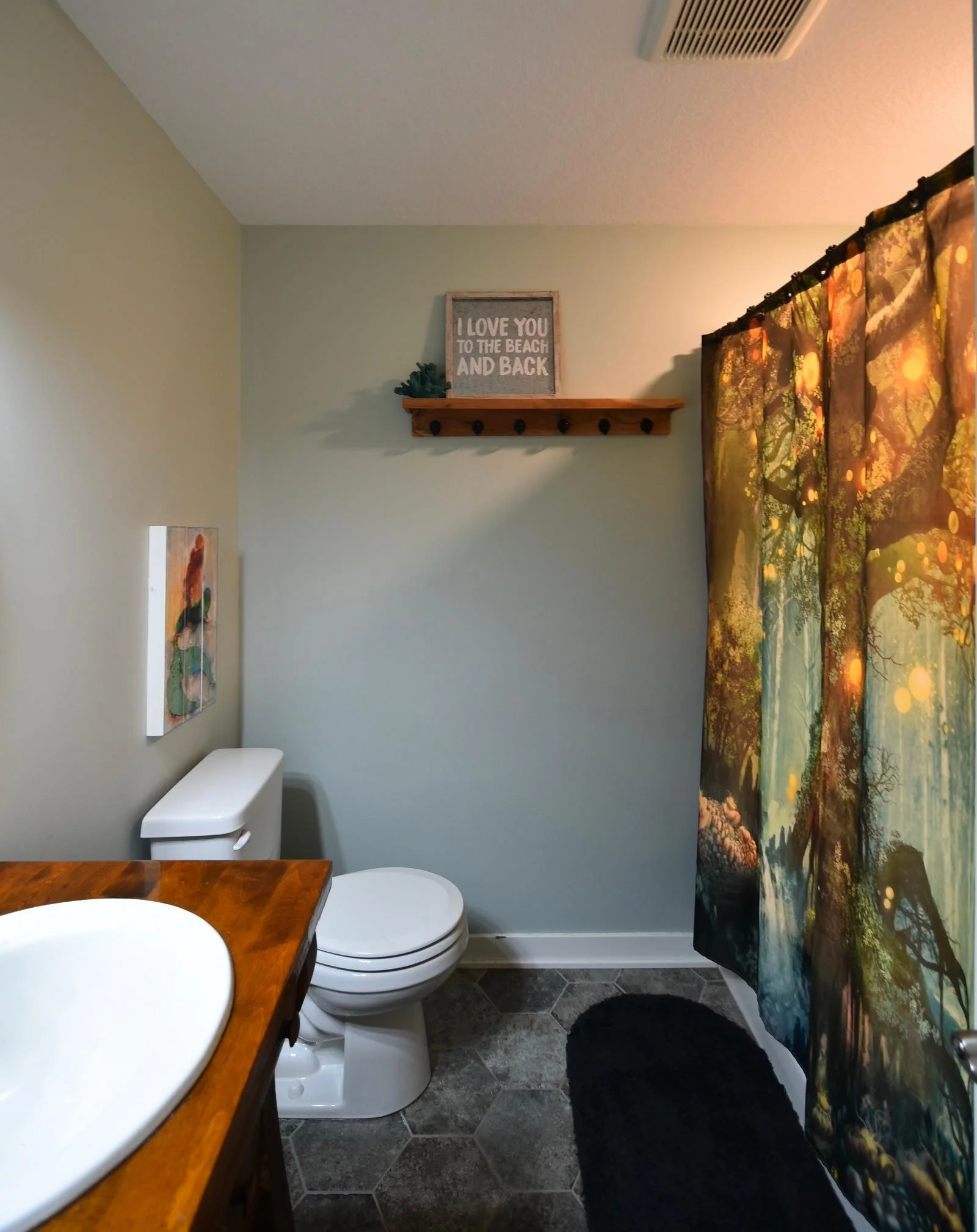 basement bath with tile floor