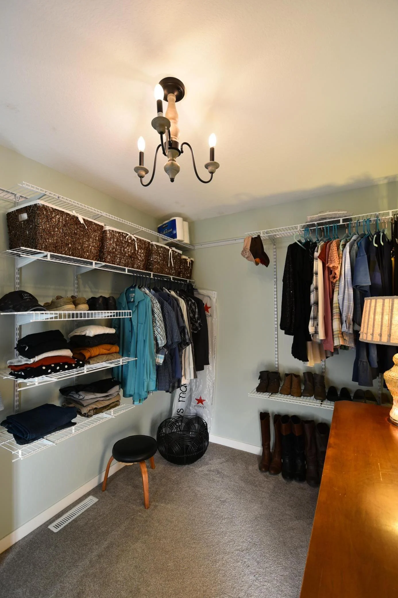 walk-in closets offers an abundance of shelving/wardrobe options
