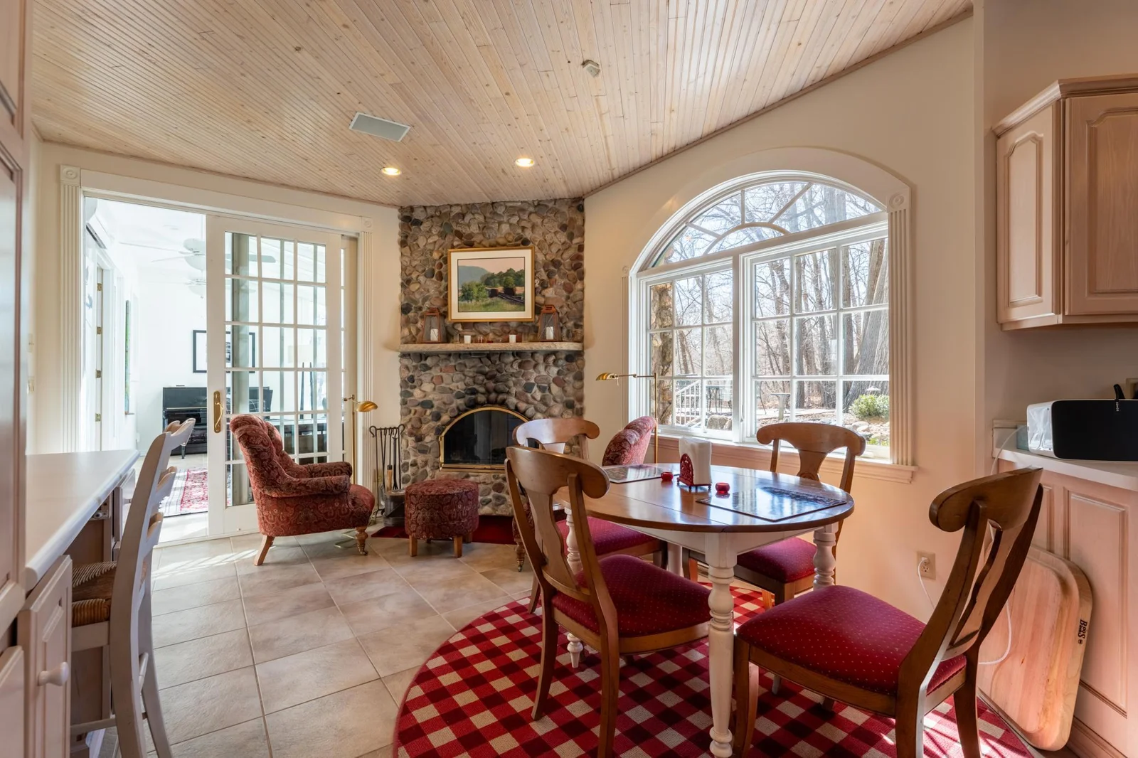 Eating and Sitting Area with Wood Burning Fireplace