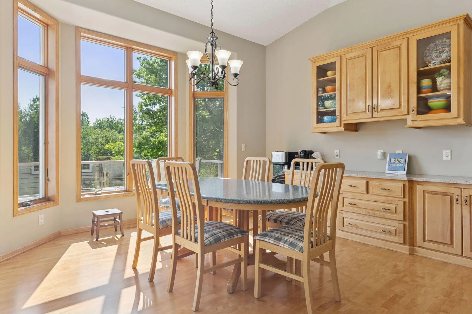 Large Bay window with lake views