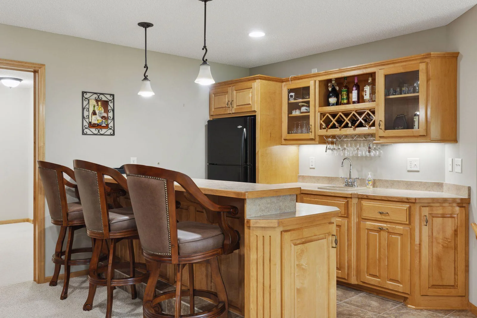 LL Family Room bar with refrigerator