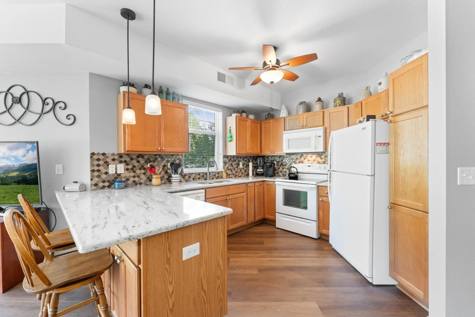 Kitchen with granite tops