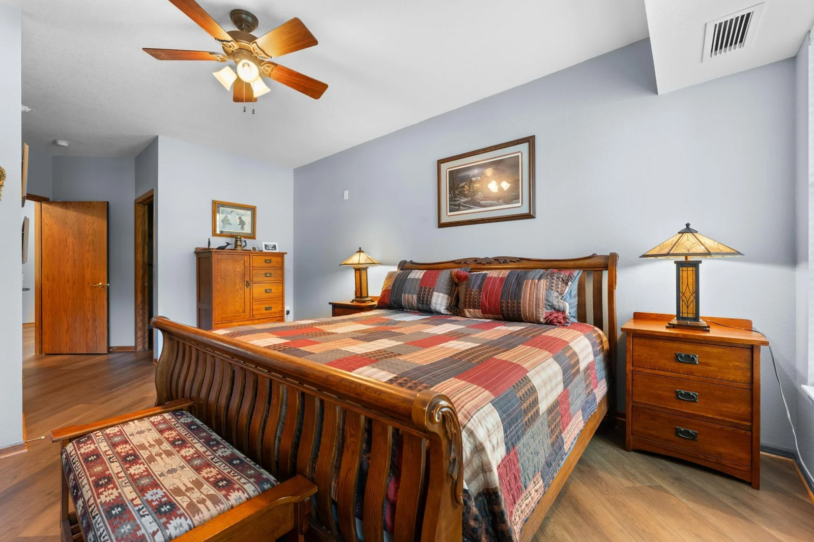 Primary bedroom with a nice walk-in closet