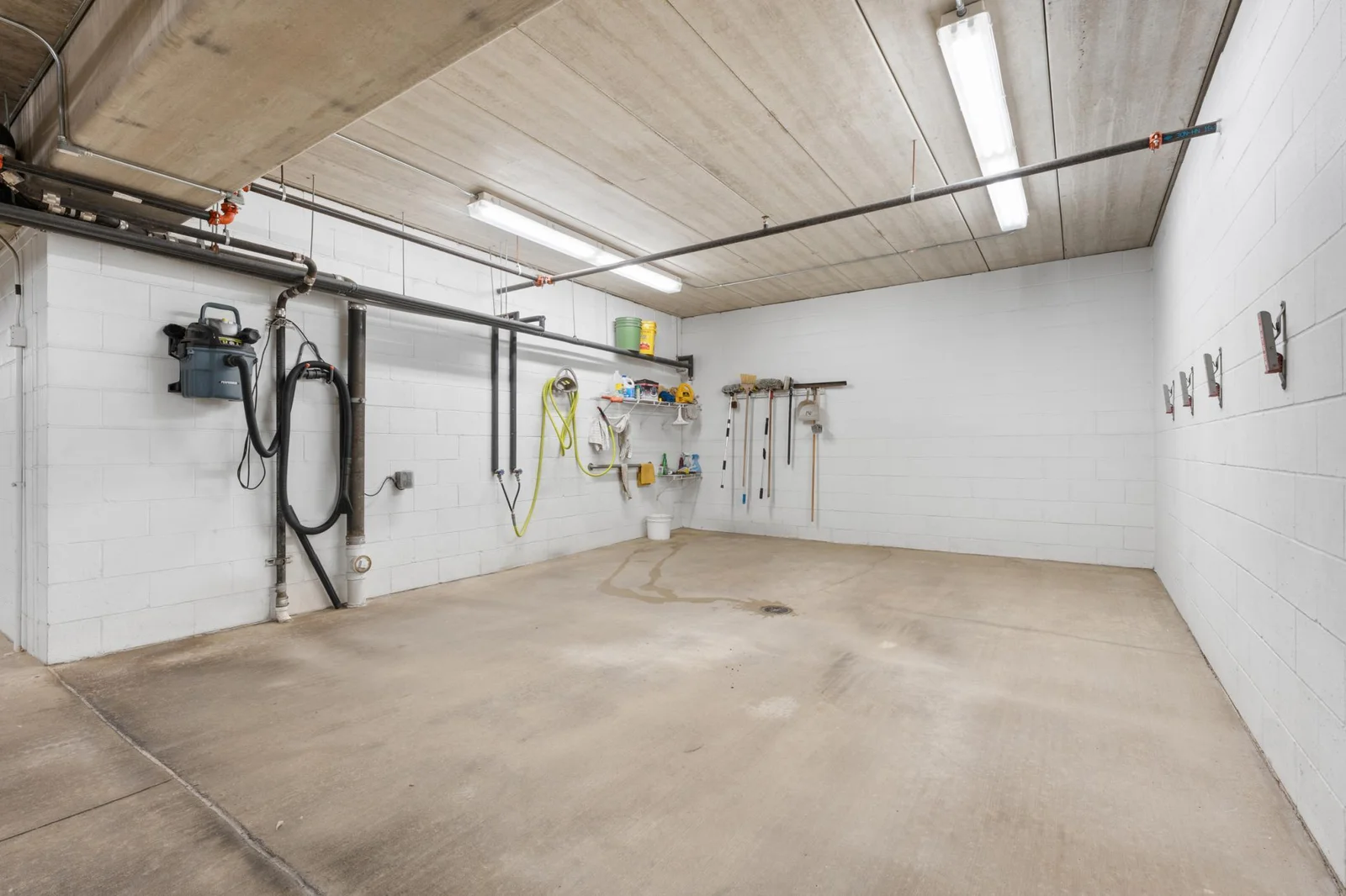 Wash bay in the garage