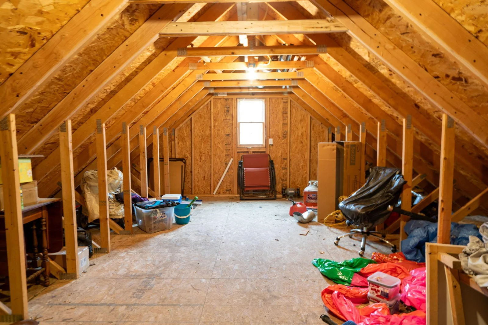 Here is the 10' x 18' space above the detached garage that could be finished for a more private office, man-cave, or she-shed!