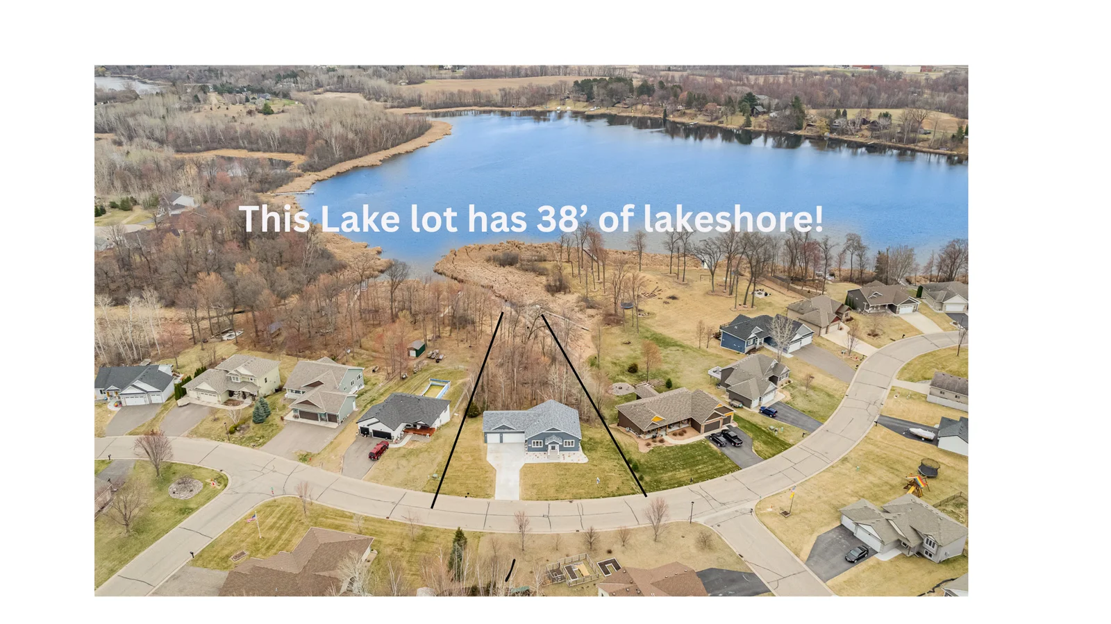 This Lake lot has 38’ of lakeshore. There is vegitation along the shoreline which may be cleared out with DNR approval..png