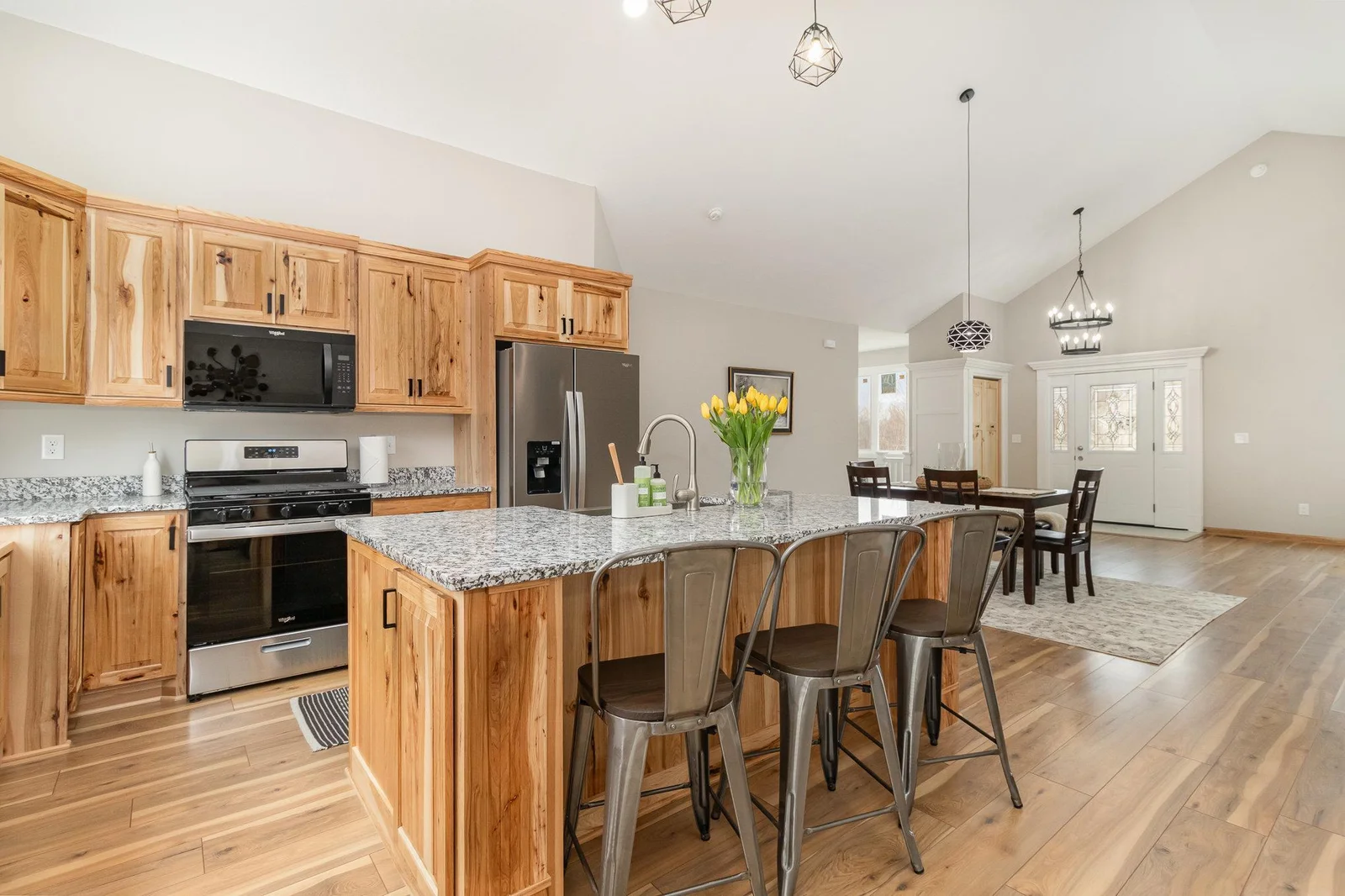 Large center island offers additional dining space.  Great space for entertaining!