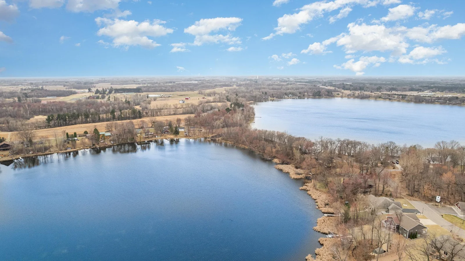 The two lakes connect via a channel.