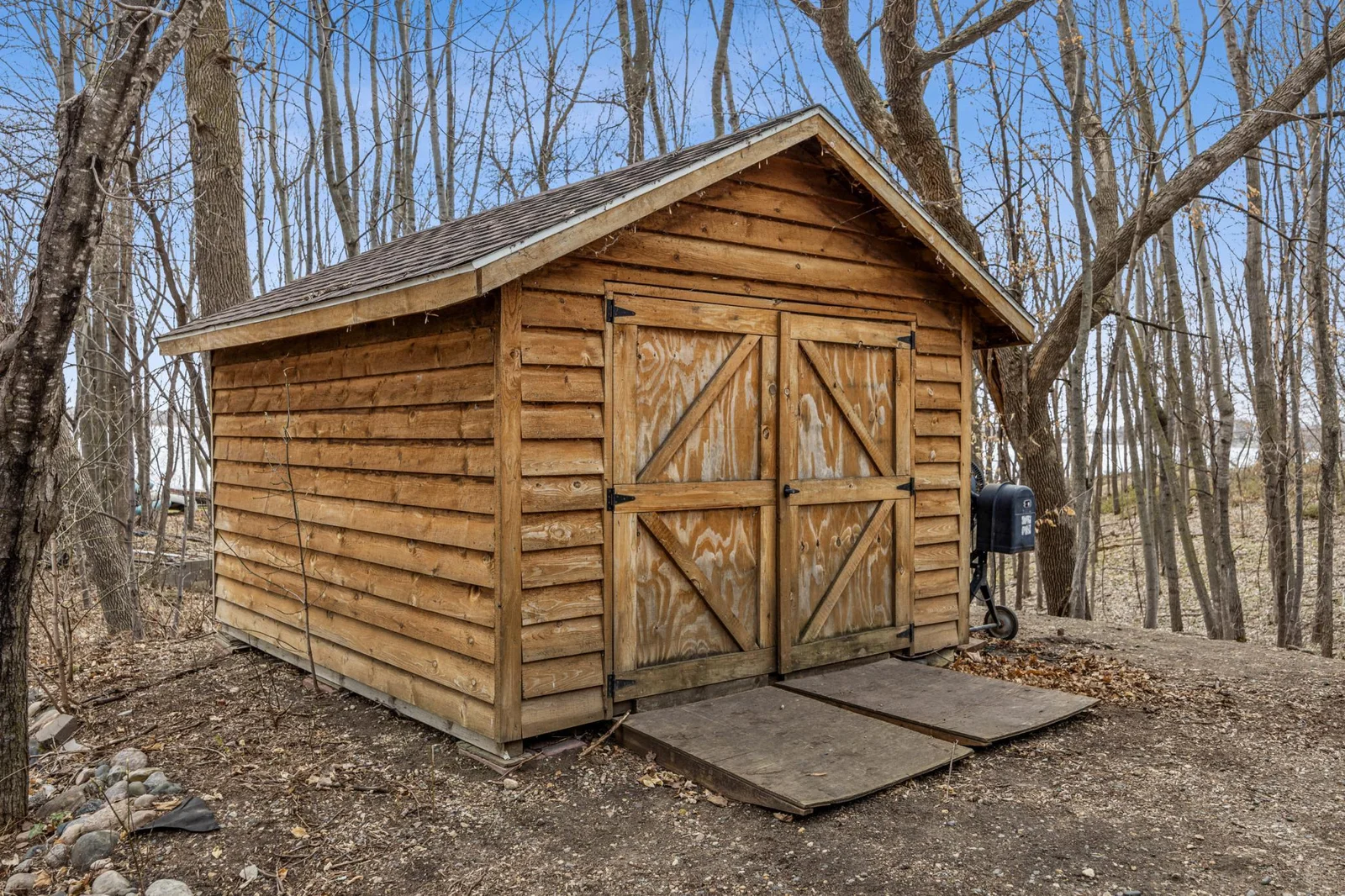Amish built storage shed for water toys