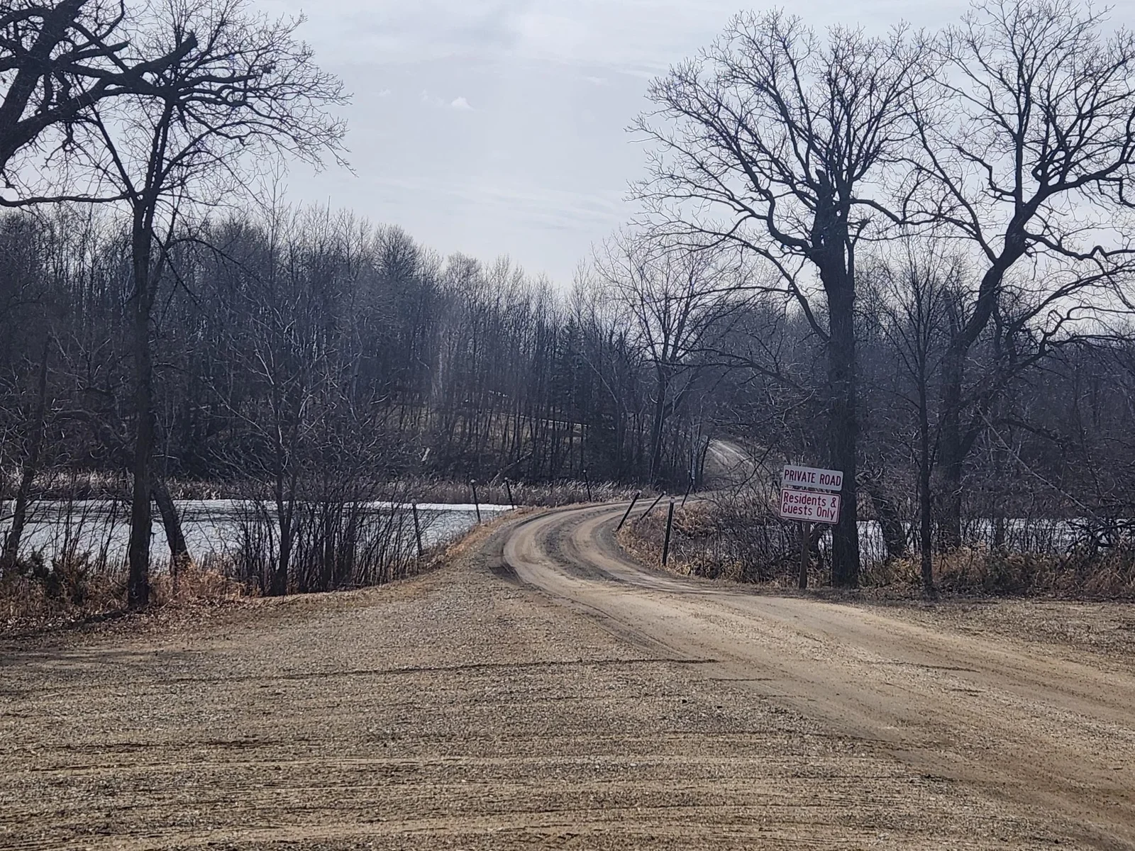 Private road entering the peninsula