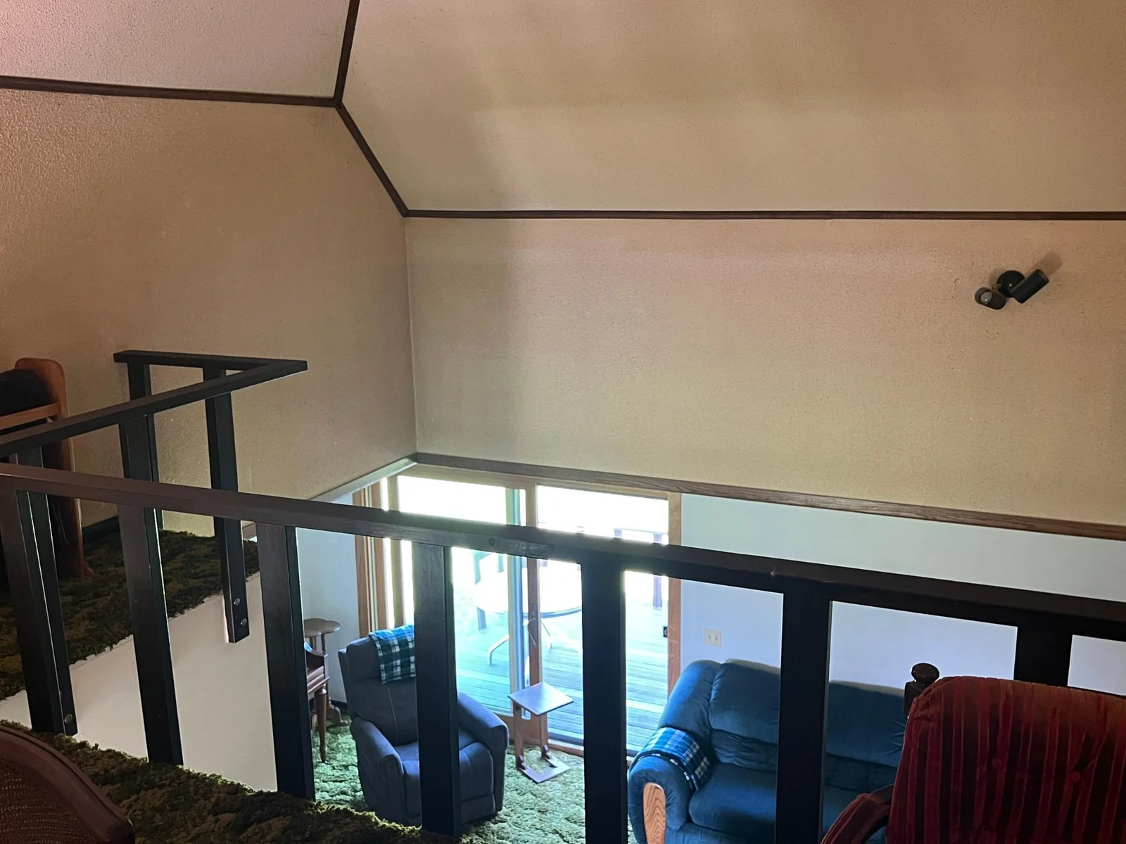 Loft to Living room, patio door to west deck