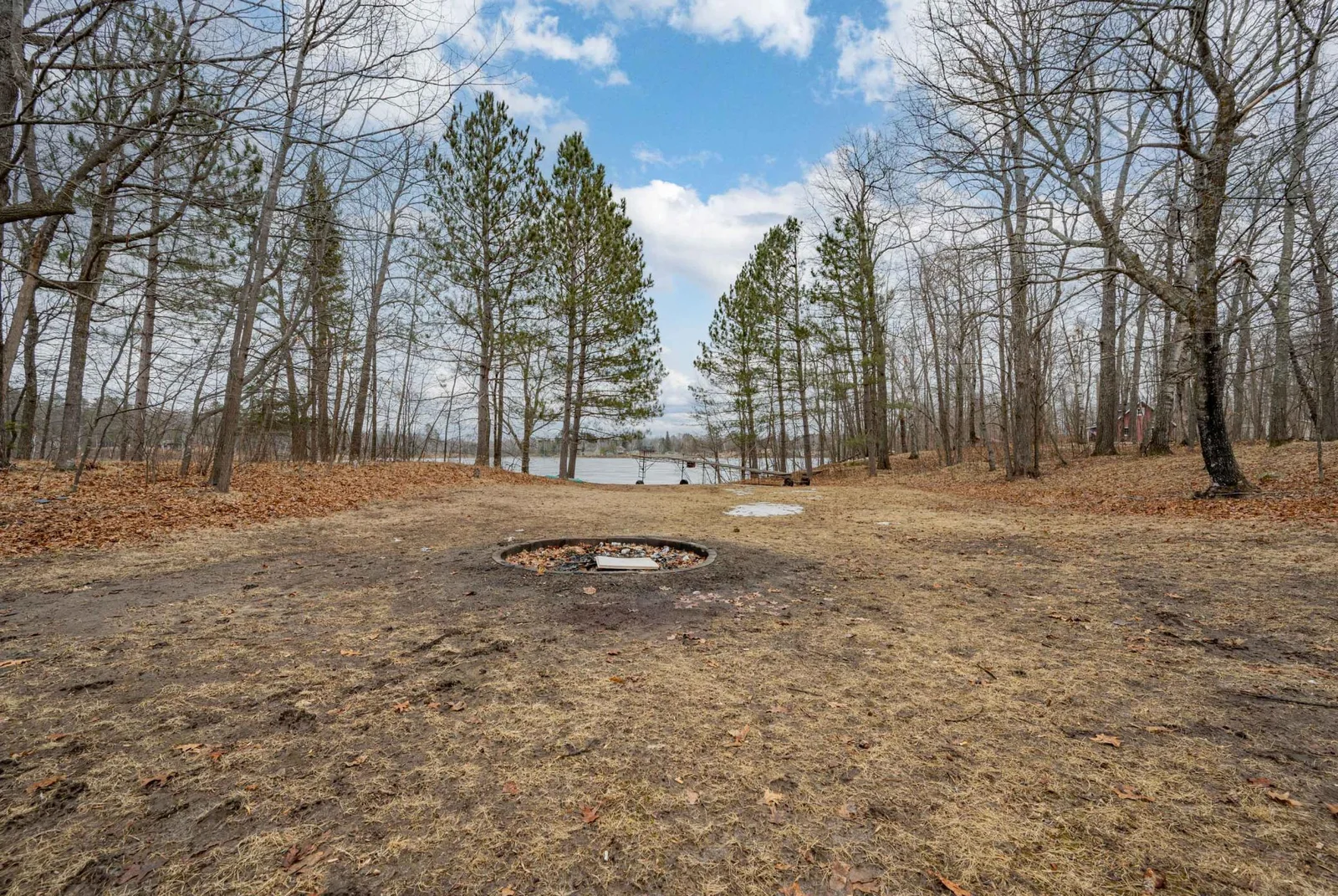 View from the yard behind the cabin overlooking the lake