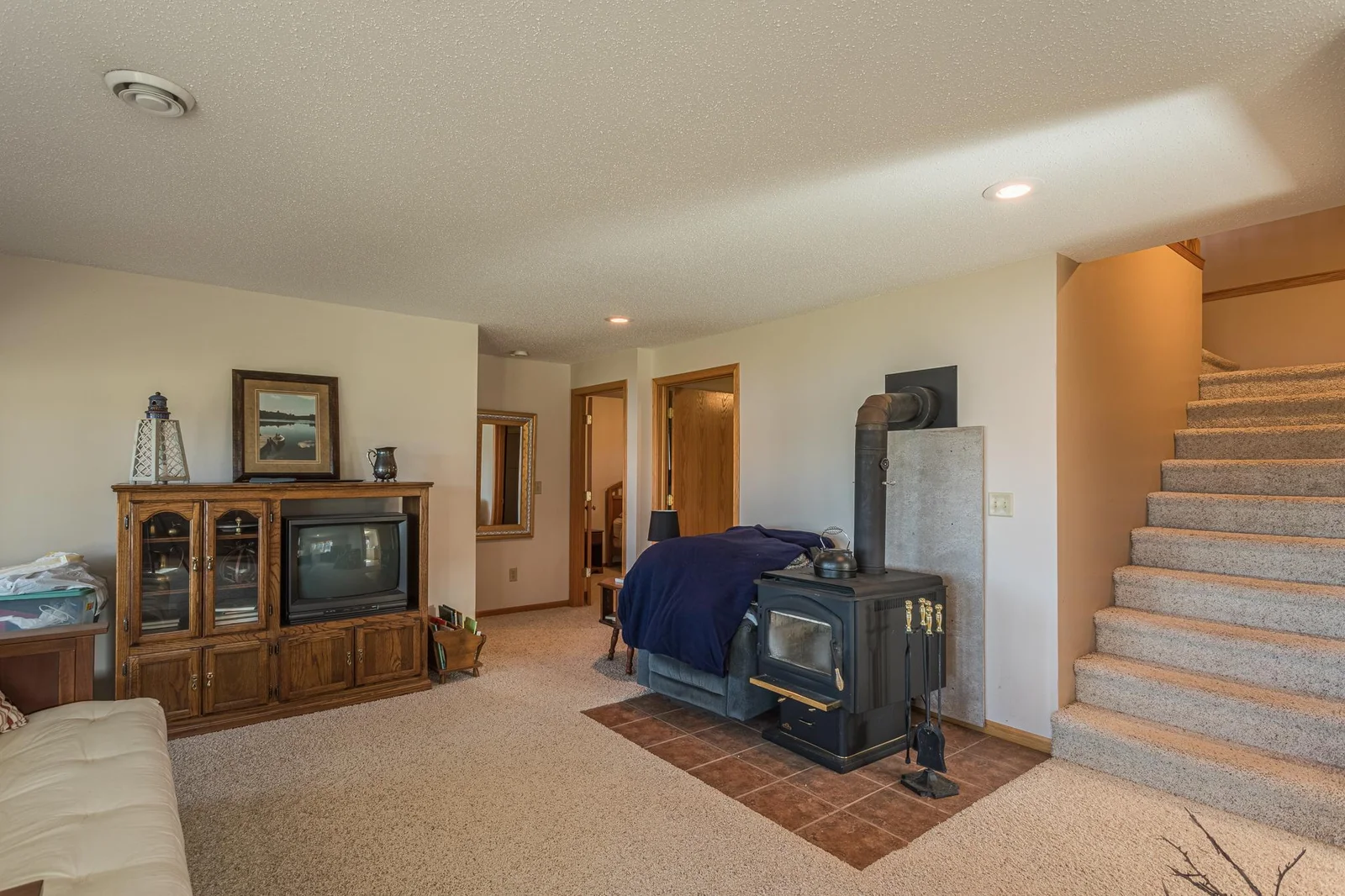 Wood stove in family room