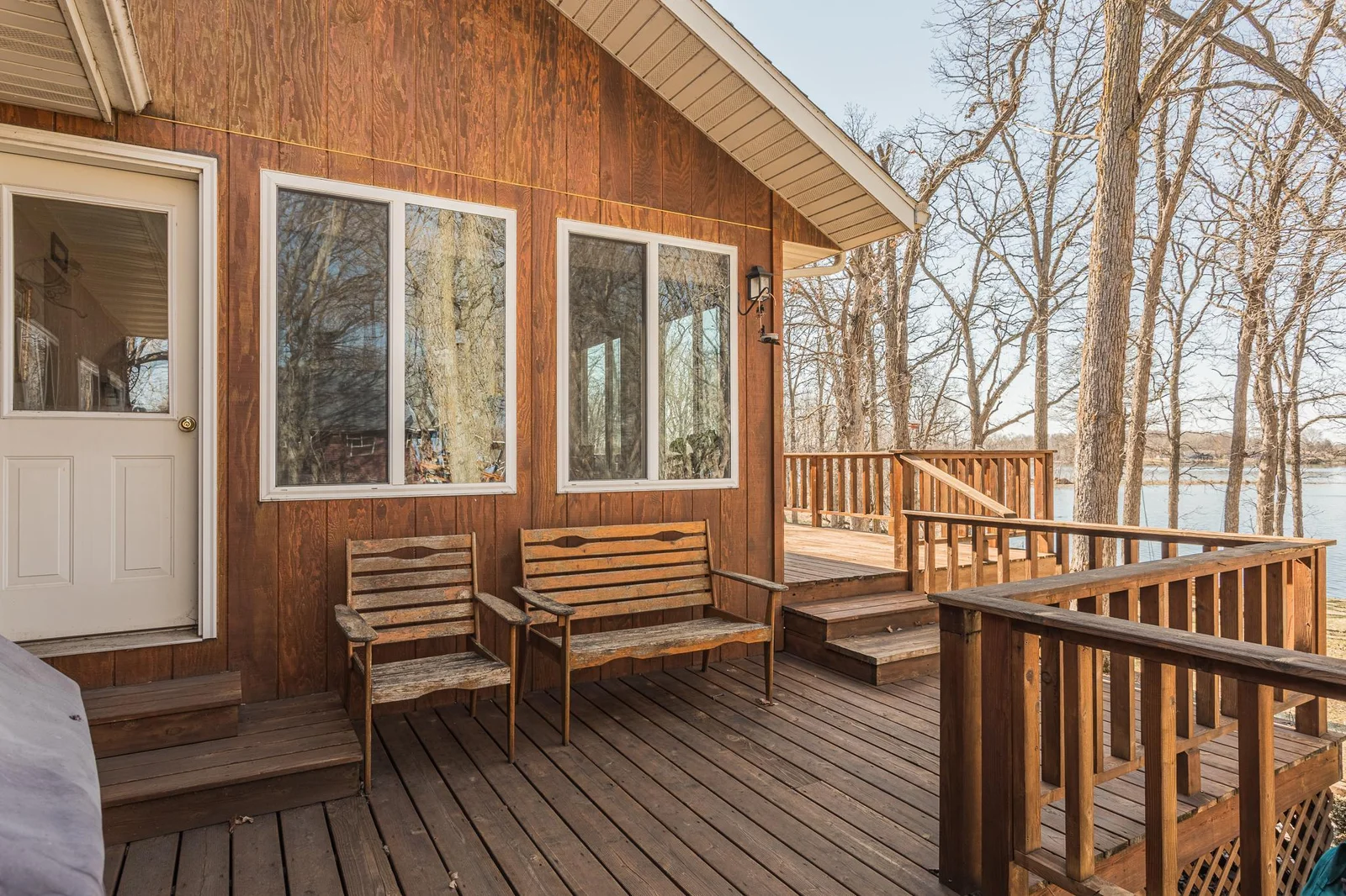 Wrap around lakeside deck