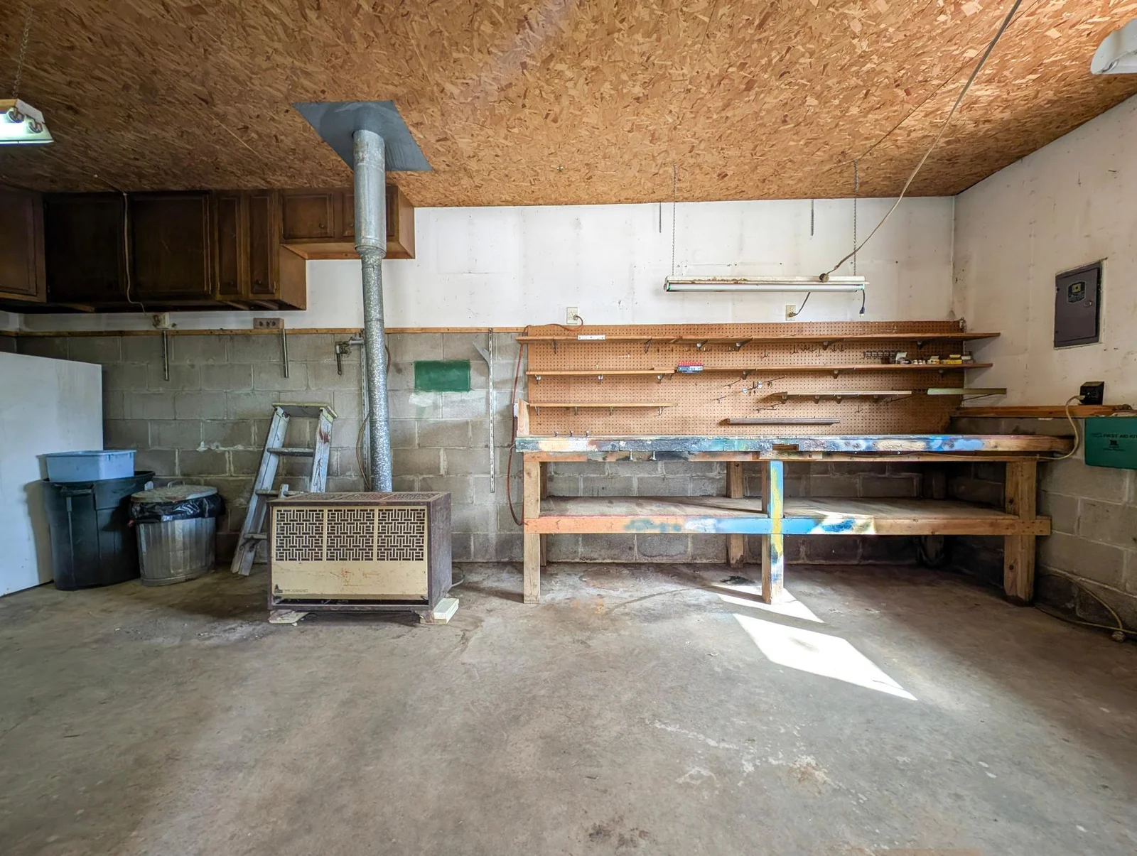 Heated wood shop space.