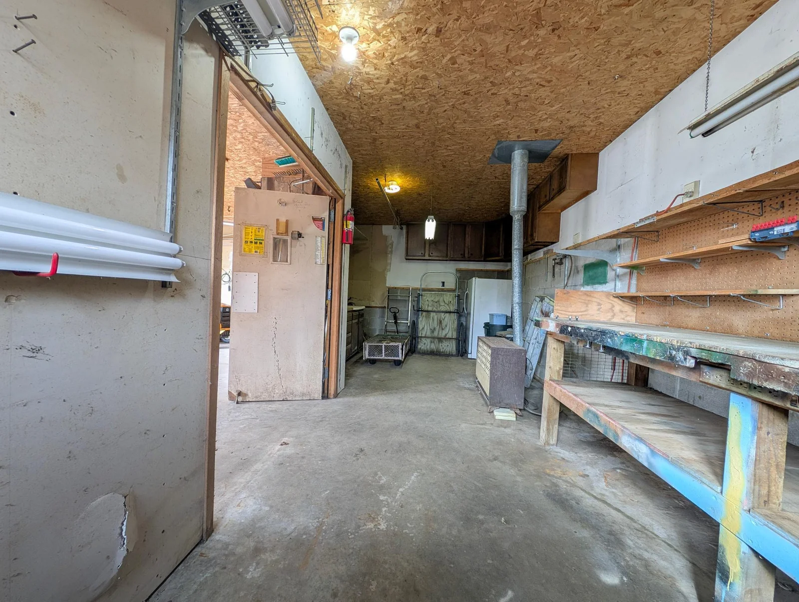 Heated wood shop space.