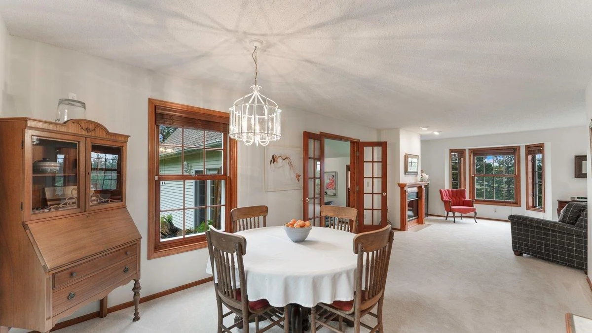Spacious dining walks out to the patio.