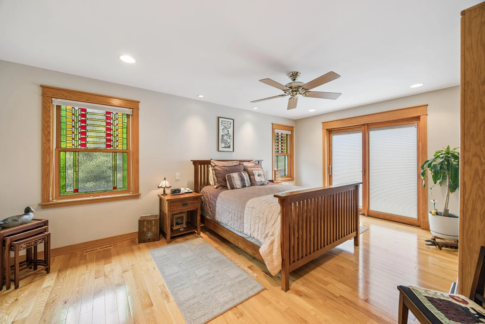 Spacious primary suite with French Doors