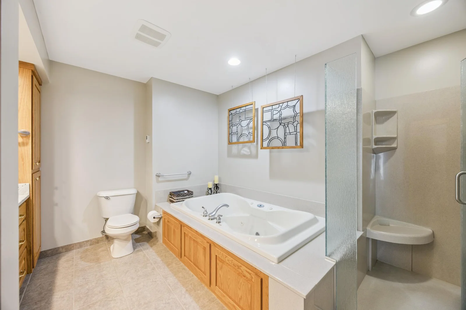 Huge Bathroom with jetted tub and walk in shower