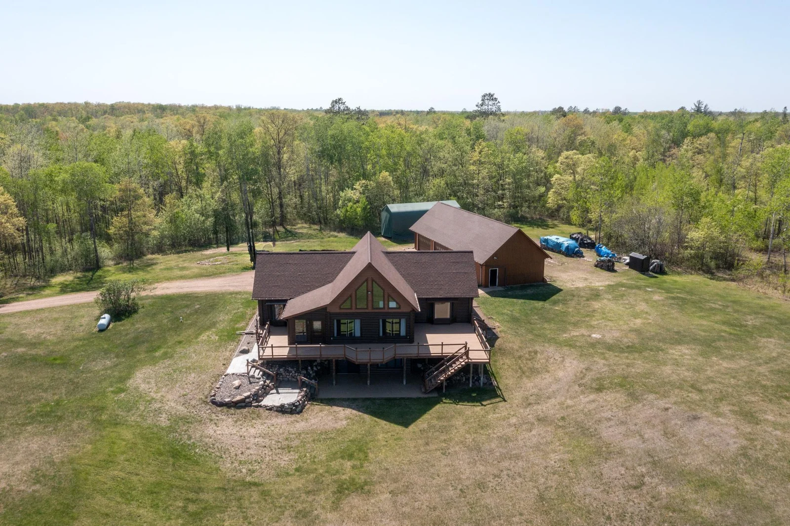 Aerial view of the home from the east.