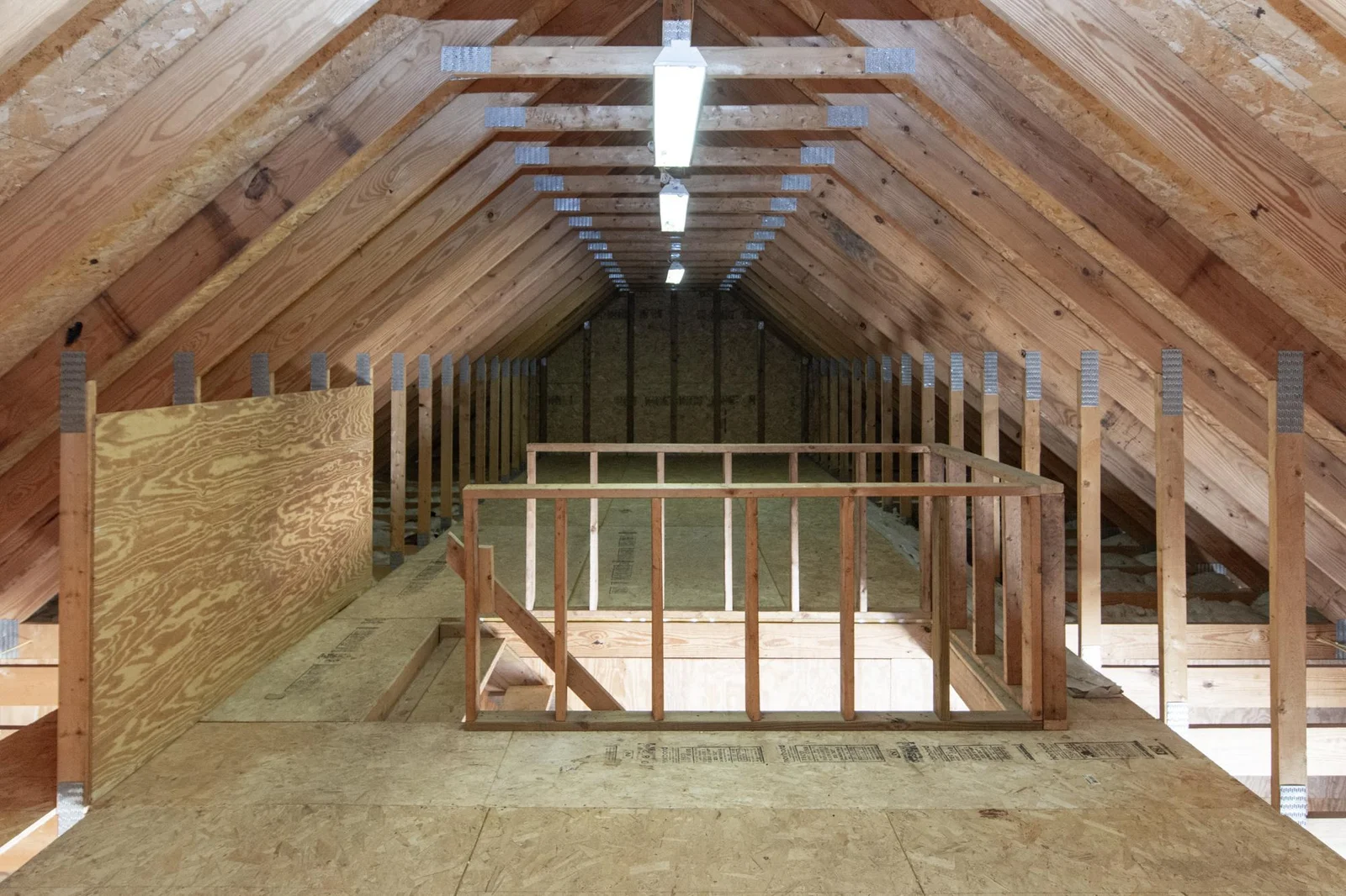 Storage in the upper level of the garage.