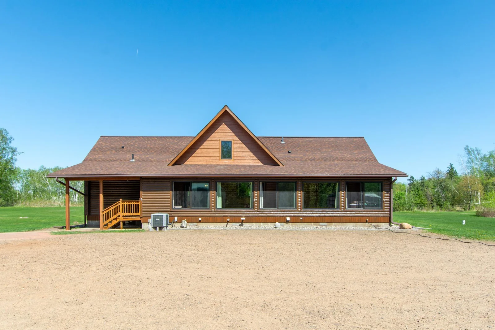 A view of the front of the home from the west.