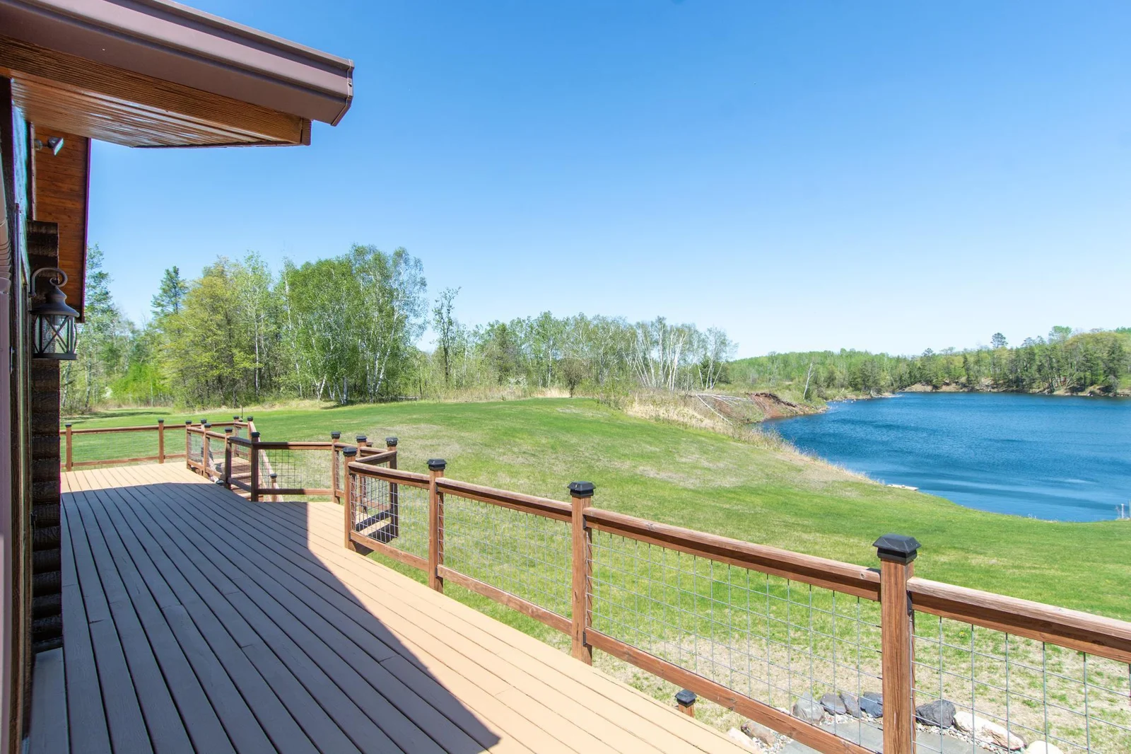 A view of the yard and mine pit lake from the south side of the deck.