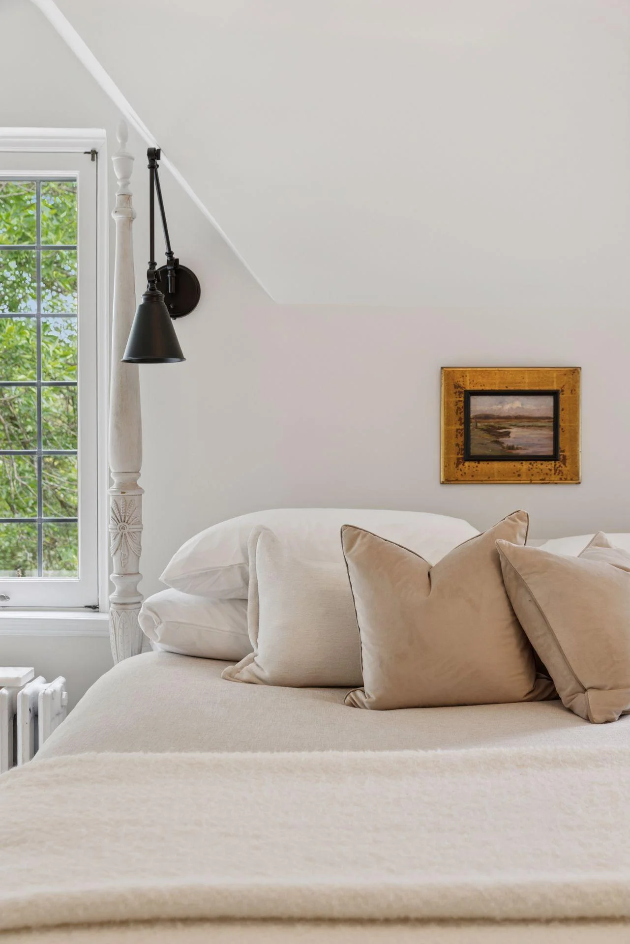 Leaded glass windows overlook the gardens, seasonal views of Lake Harriet, and sunset views year-round.