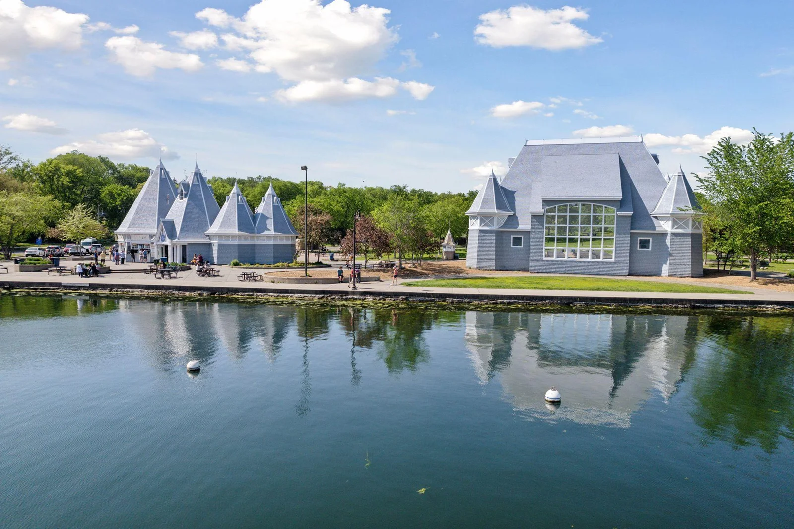The Lake Harriet Pavilion and Bread & Pickle lakefront cafe are favorite destinations for all ages along with the famous trolley rides.
