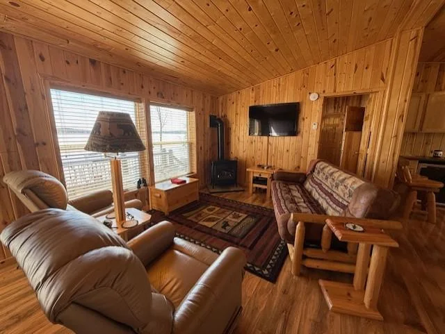 Living room.  Great windows that look out to the lake