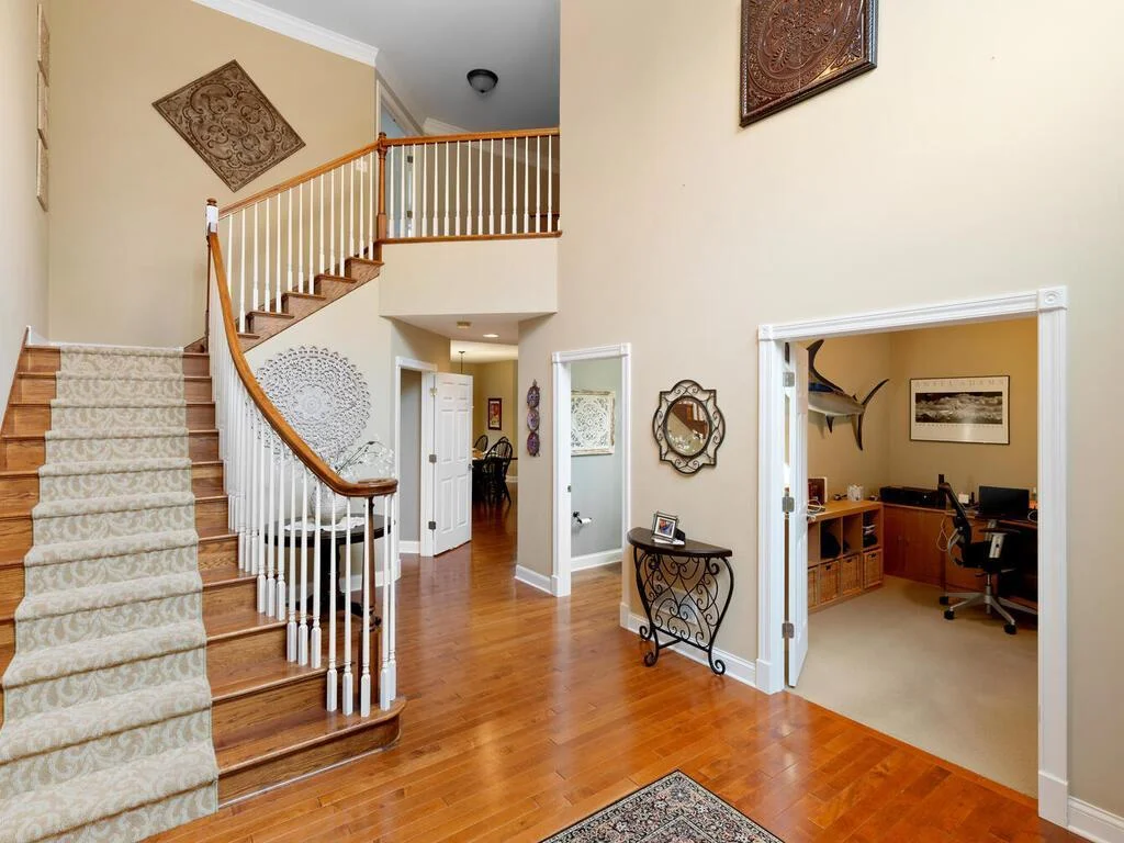 Office Area to the right, powder room next door.