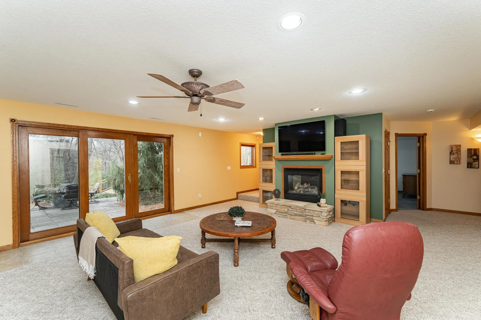 Lower level family room walks out to patio.