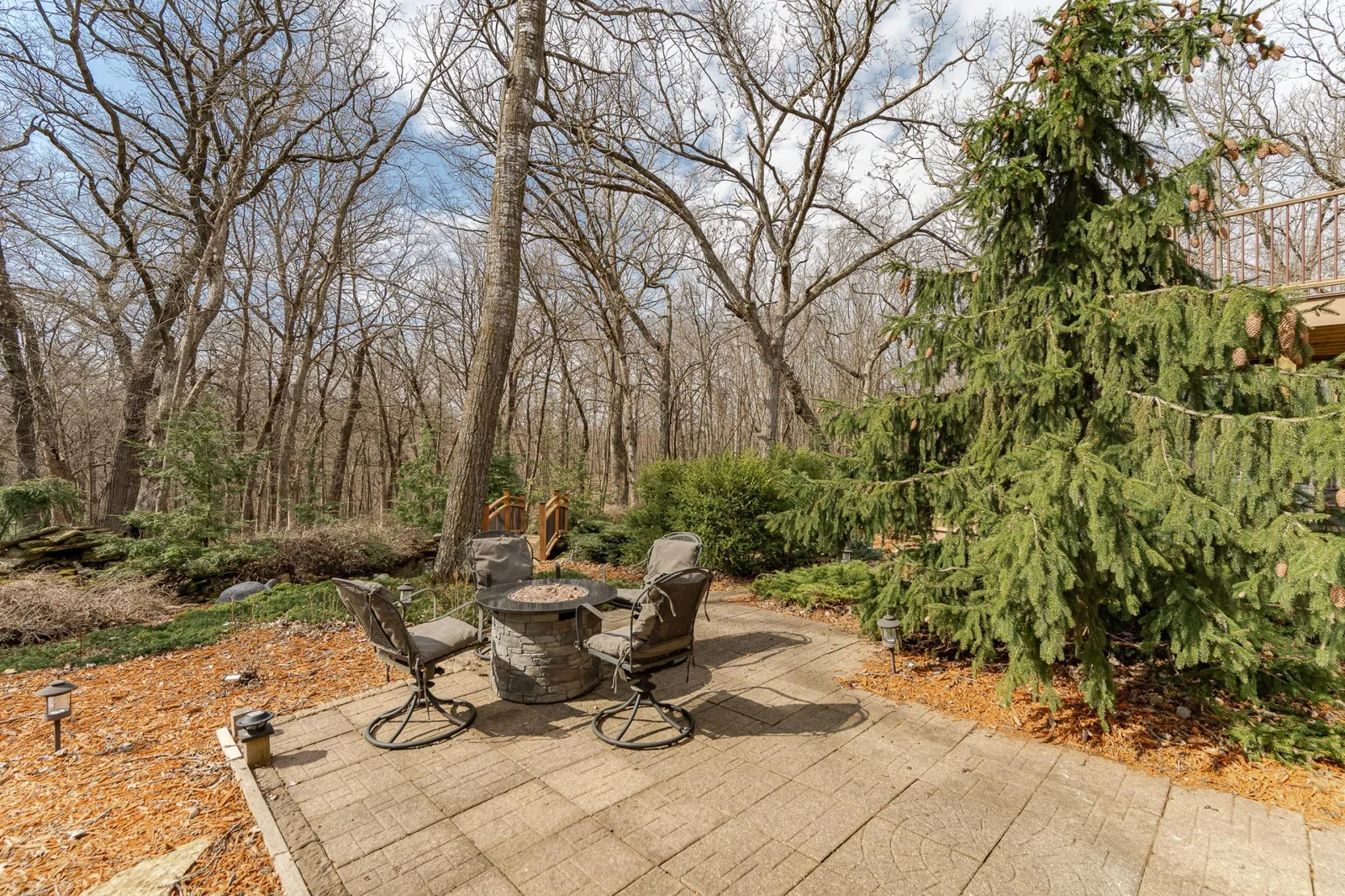 Patio seating with firepit.