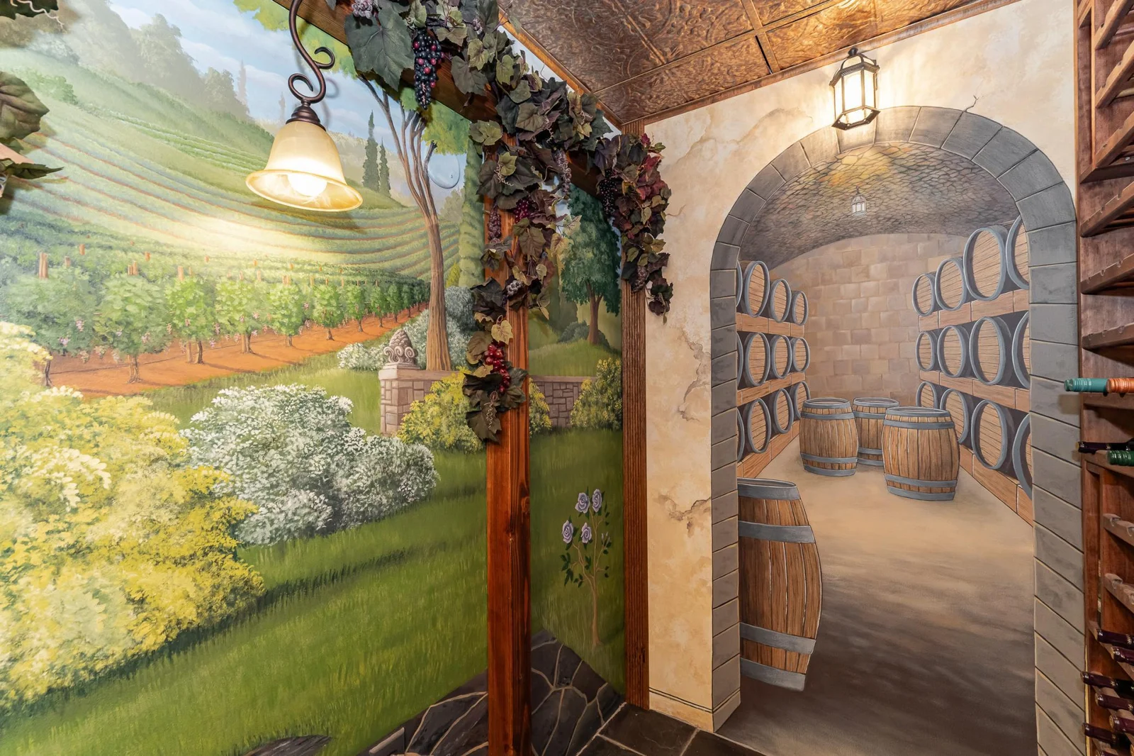 Transported almost to Italy! Follow the hallway to wine making and wine tasting areas.
