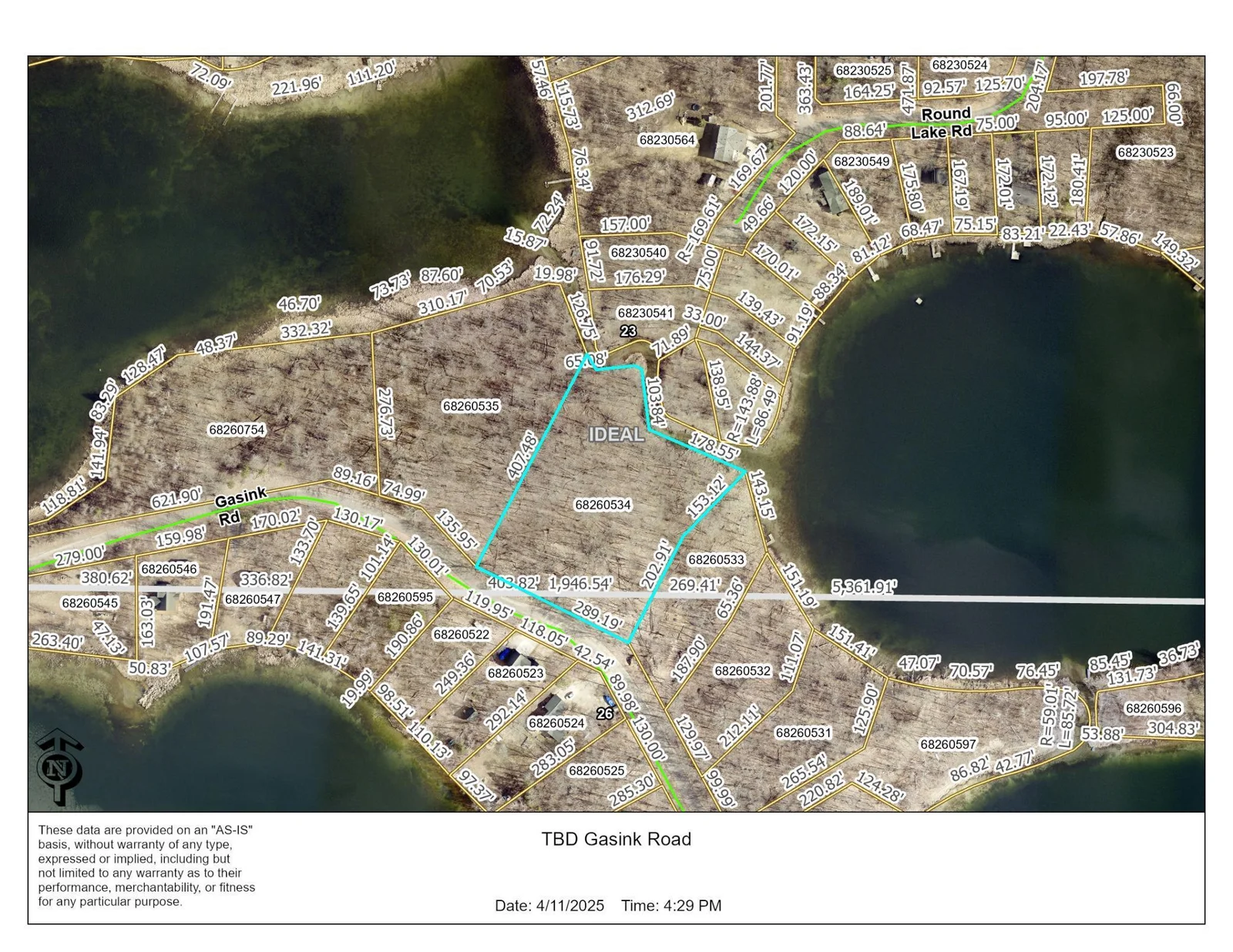 2.5 acres and over 300' on the creek to Little Round Lake!
